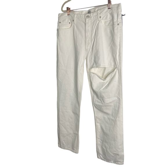 Agolde Lana Mid Rise Vintage Straight Organic Cotton Baggy Jeans White Size 32 - Picture 4 of 12